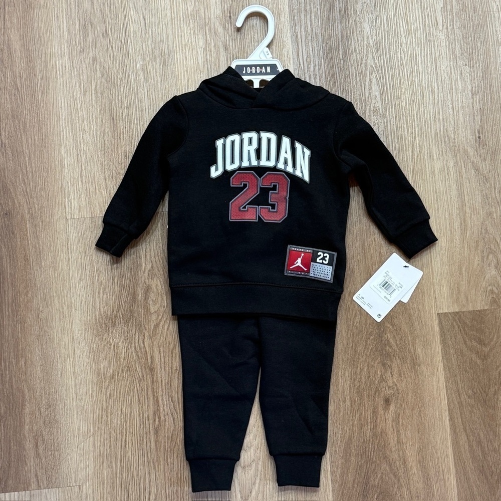 Jordan Jumpman Jumpsuit Black and Red Two Piece Set 12 Month NWT